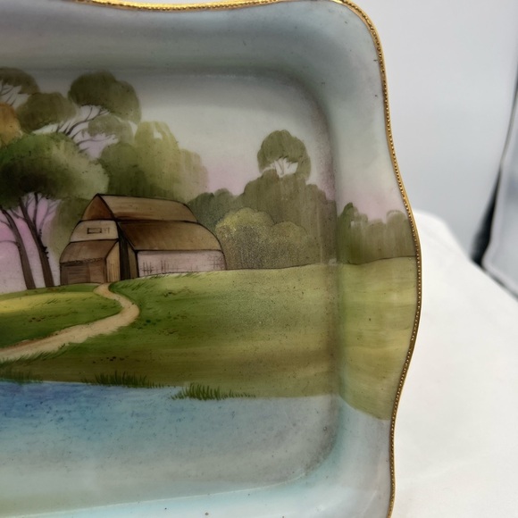 Handpainted Nippon farmhouse scenic tray - Picture 5 of 12